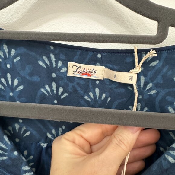 NWT Faherty Solstice Tie neck relaxed boho peasant top in sunburst mix print - Picture 9 of 11